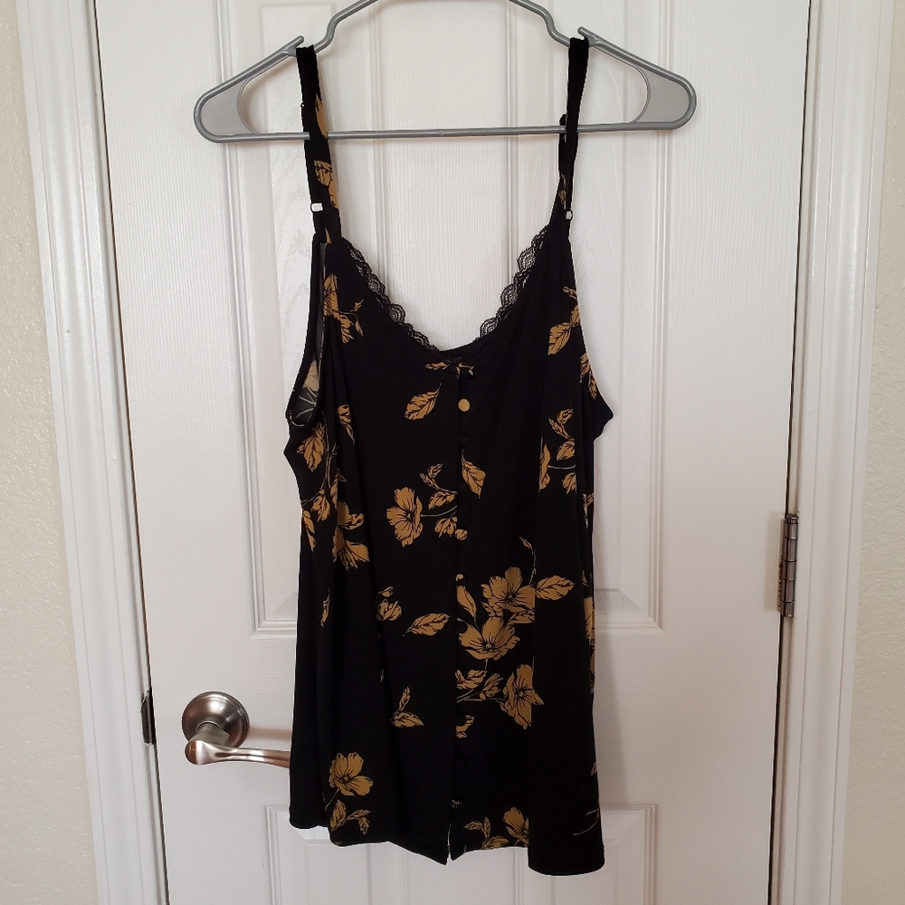 Torrid Black/Dark Gold Floral Camisole